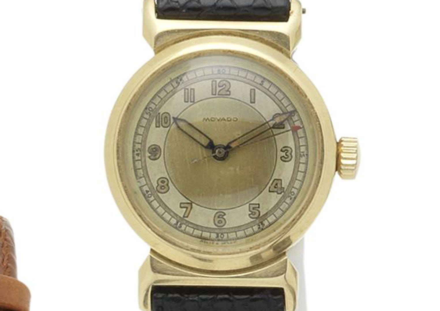 Spotted: an elegant watch with distinctive hooded lugs, like this vintage Movado. Image: Bonhams