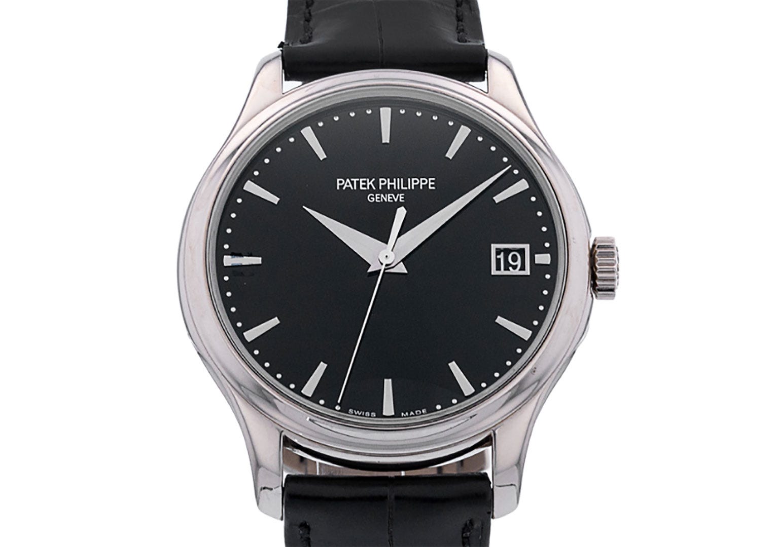 This modern Calatrava is renowned for its concealed hinged caseback